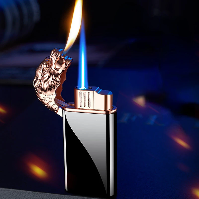 

New Relief Tiger Head Double Fire Windproof Open Fire Conversion Metal Lighter