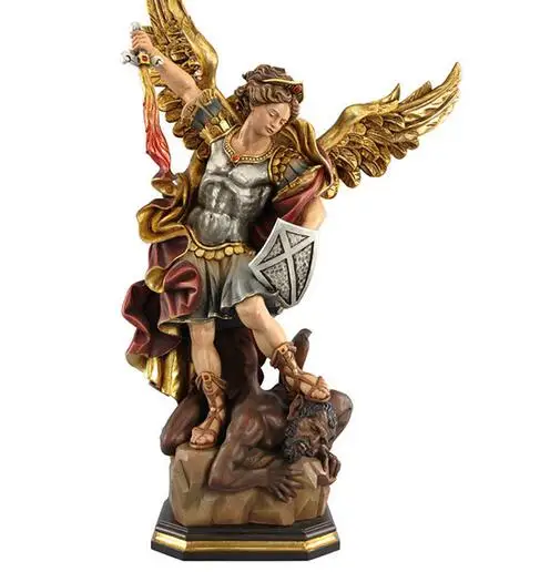 

Antique St. Michael chief angel Michael Catholic holy object icamino imported from Italian handicraft Art Sculptur Statue