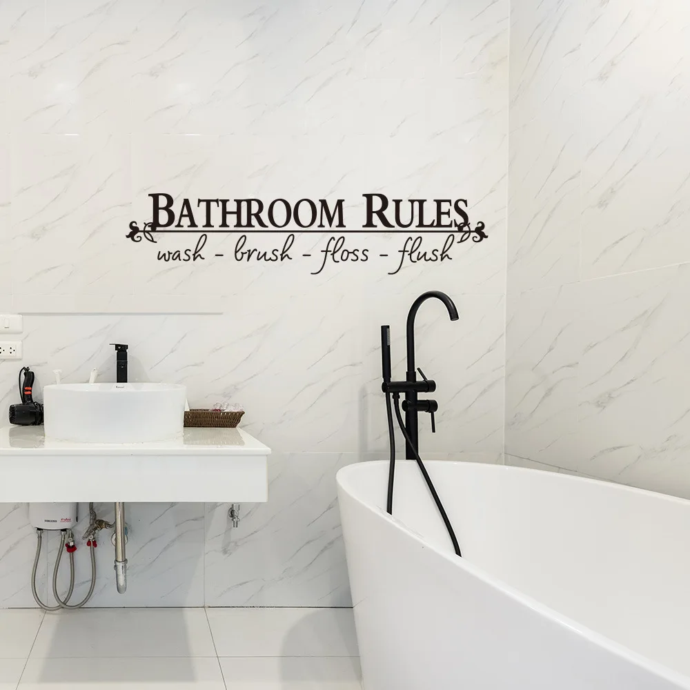 

bathroom rules door sign vinyl quotes lettering words wall stickers bathroom toilet washroom decoration home decor decal art