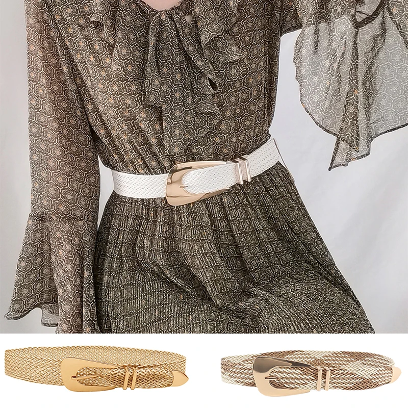 Ladies Braided Belts For Women Irregular Metal Buckle Girdle Adjustable Waist Belt Dress Waistbands Clothing Accessories