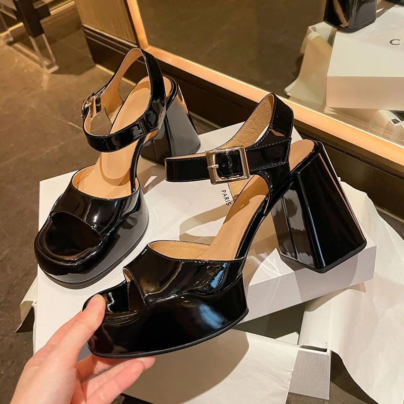 high heels shoes woman pumps platform sandals female slippers buckle party wedding shoes slingbacks ladies leather beach sandals