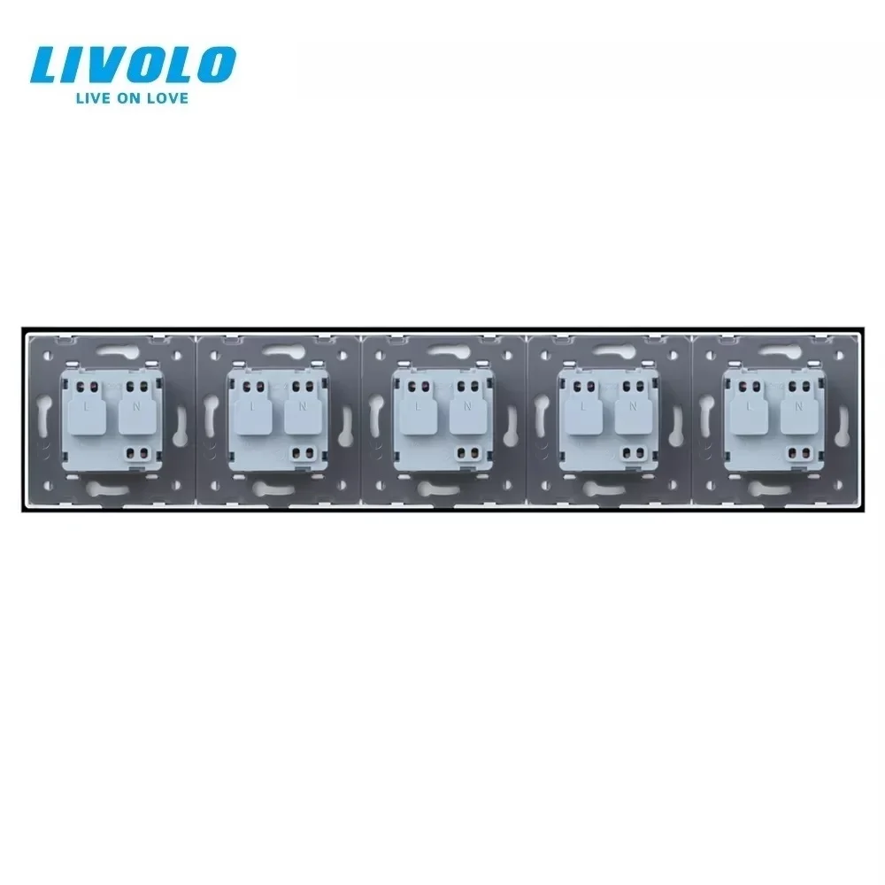 Стандартная розетка Livolo EU из хрустального стекла многофункциональная с пятью