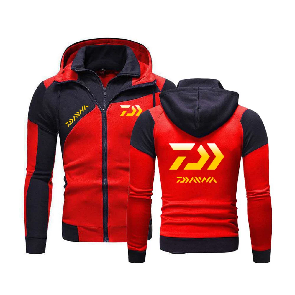 

2023 New Daiwa Fishing Logo Men Color Hoodie Match Warm Polar Sweatshirts Spring and Autumn Casual Jackets