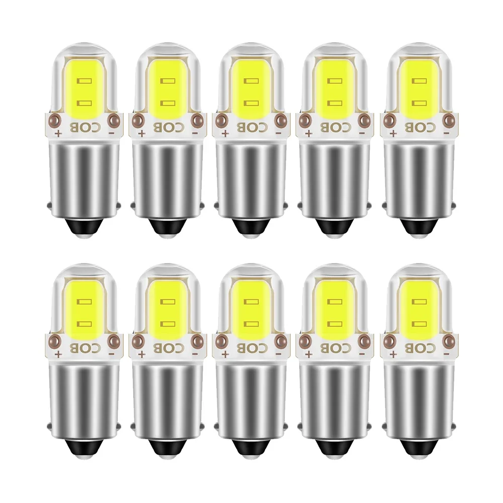 

10x BA9S Автомобильный светодиод T4W H6W LED CANBUS COB 2LED Лампа для внутреннего освещения номерного знака автомобиля Маркер для чтения Авто лампа Белый 6000K 12V