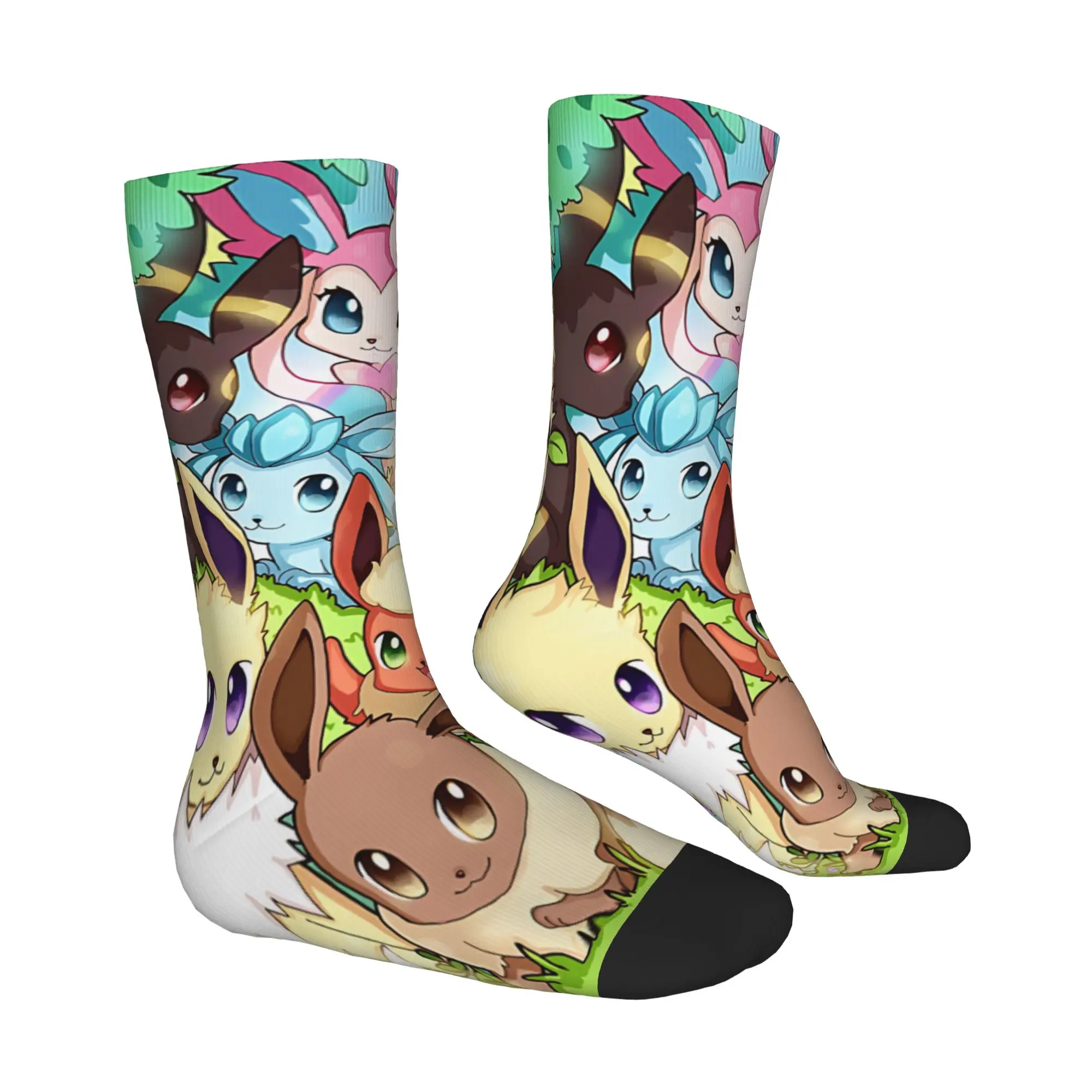 Фото Спортивные носки с индивидуальным дизайном Pokemon Eevee Eeveelution, винтажные, в стиле Харадзюку, хип-хоп, необычные повседневные носки №3
