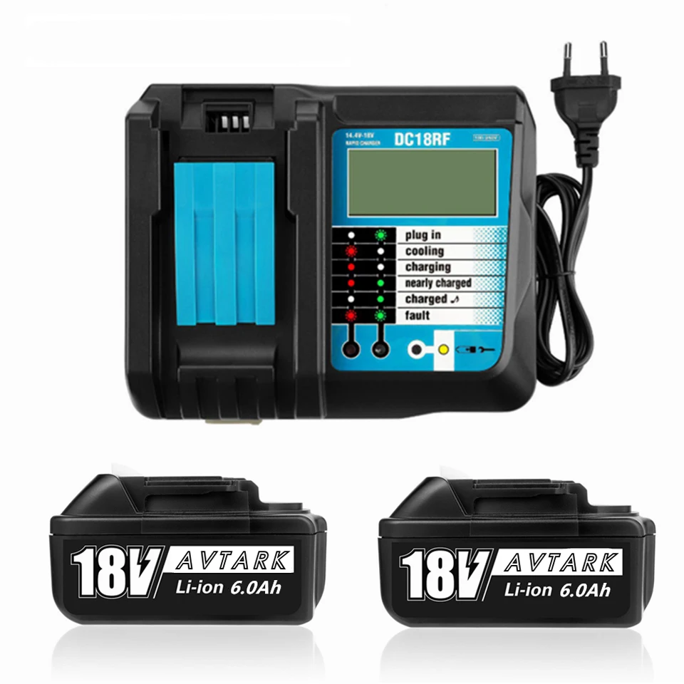 

BL1860B 18 в 6000 мАч резервная батарея для беспроводная дрель Makita 18VBL1860 BL1840 BL1850 с зарядным устройством 3A DC18RF