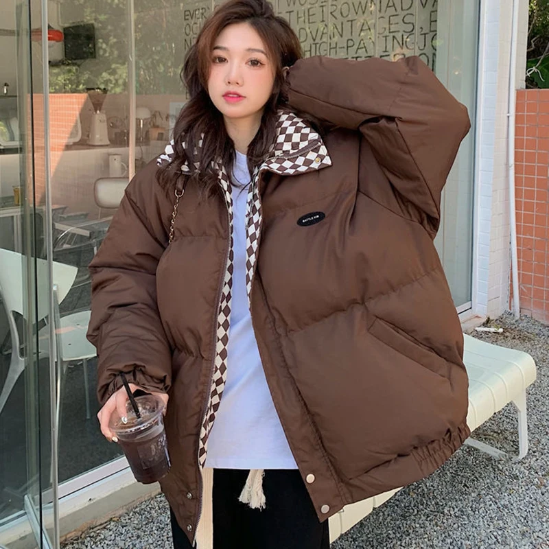 Женский пуховик с воротником-стойкой