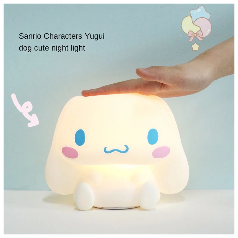 PINK Sanrioed Kawaii Cartoon Bedside Induction Night Light Cinnamoroll Anime Cute Sensor Clap Light Kids Decorative Night Lights