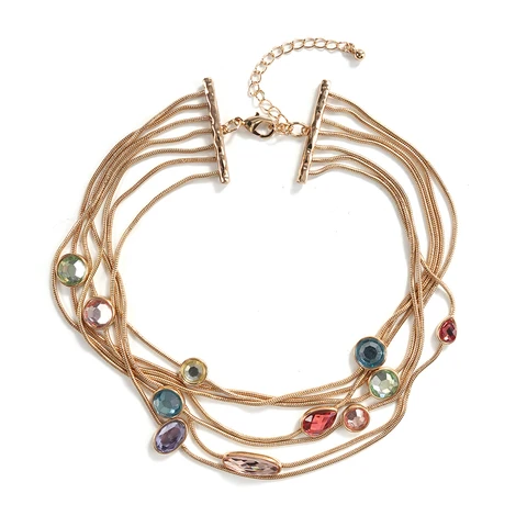 WEALTHYBOO Многослойное ожерелье-цепочка золотого тона с камнями для женщин