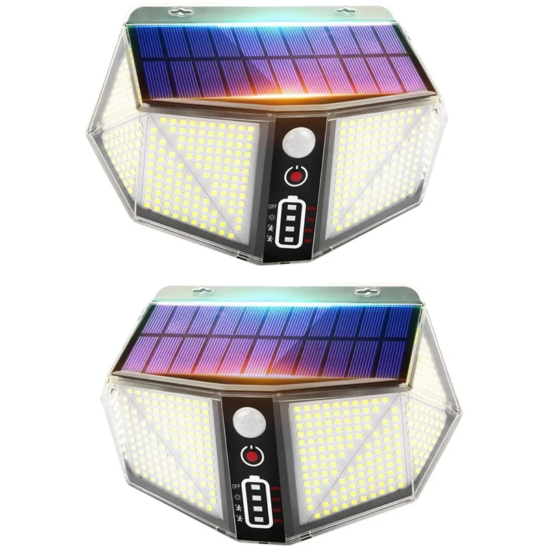 

Лампа на солнечной батарее с датчиком движения 410 светодиодный Солнечный настенный светильник, используемый для гаража, входной двери, сада...