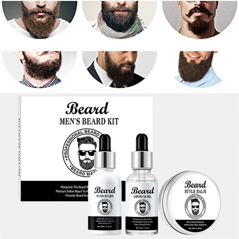 

Natural Beard Balm Moisturizing Smoothing Men Beard Growth Oil Clean Beard Nourishing Hair Loss Mild Healthy Facial Care Suit