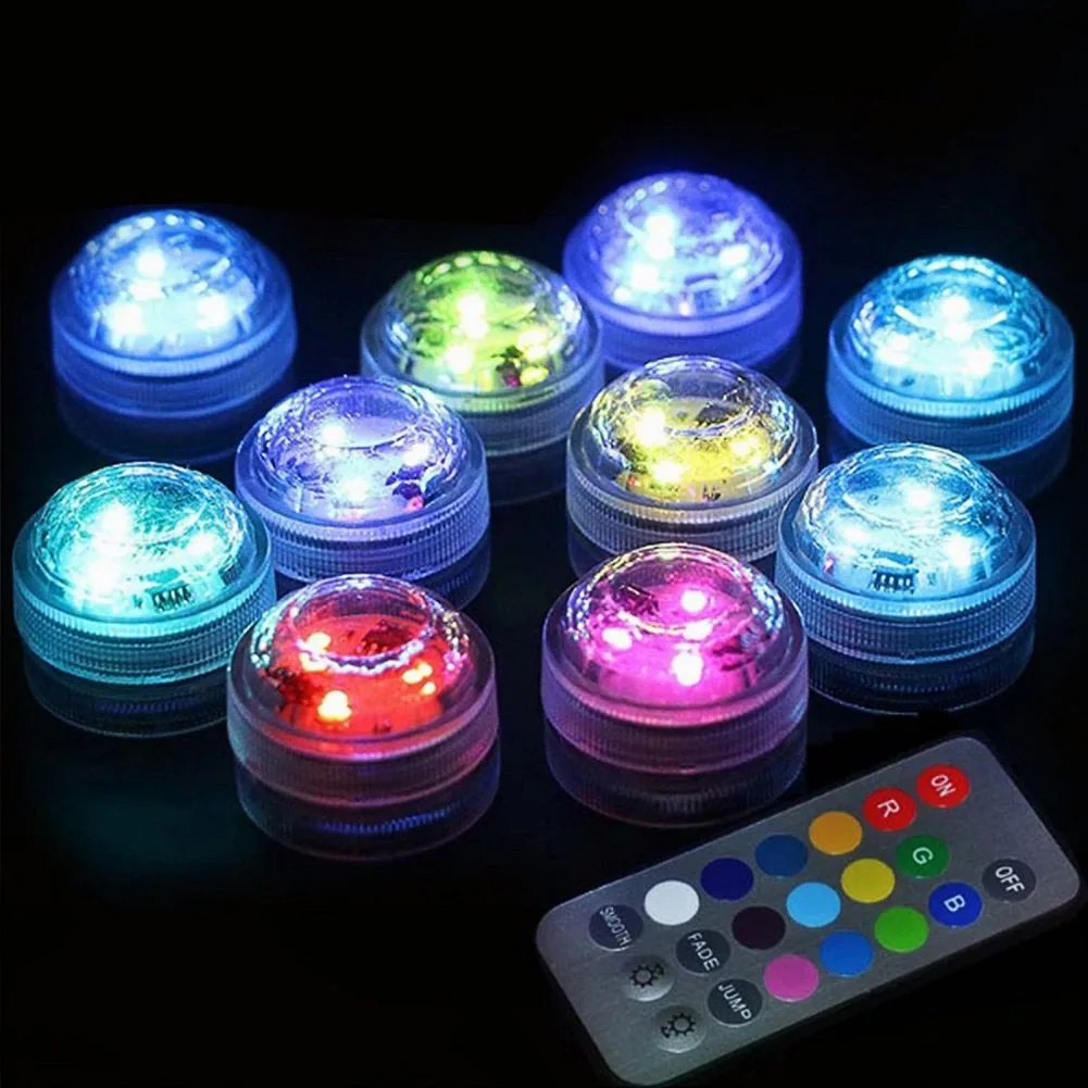 

IP68 Waterproof Battery Operated Multi Color Submersible LED Underwater Light for Fish Tank Pond Swimming Pool Wedding Party