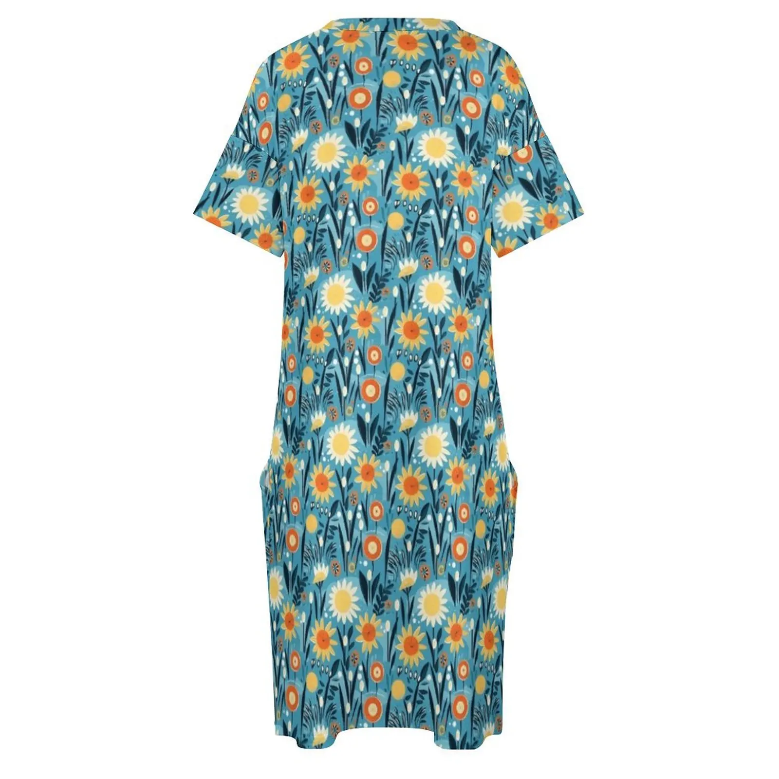 Средиземноморский Мелаж - Симфония летнего дня N 23 свободное платье с карманами