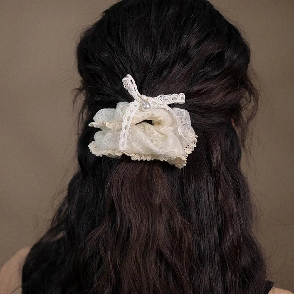 Большие женские кружевные резинки для волос эластичная резинка держатель хвоста