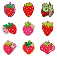 5pcs strawberry patches cartoon appliques for clothing iron on patches for clothes embroidered sewing supplies cute kids badge