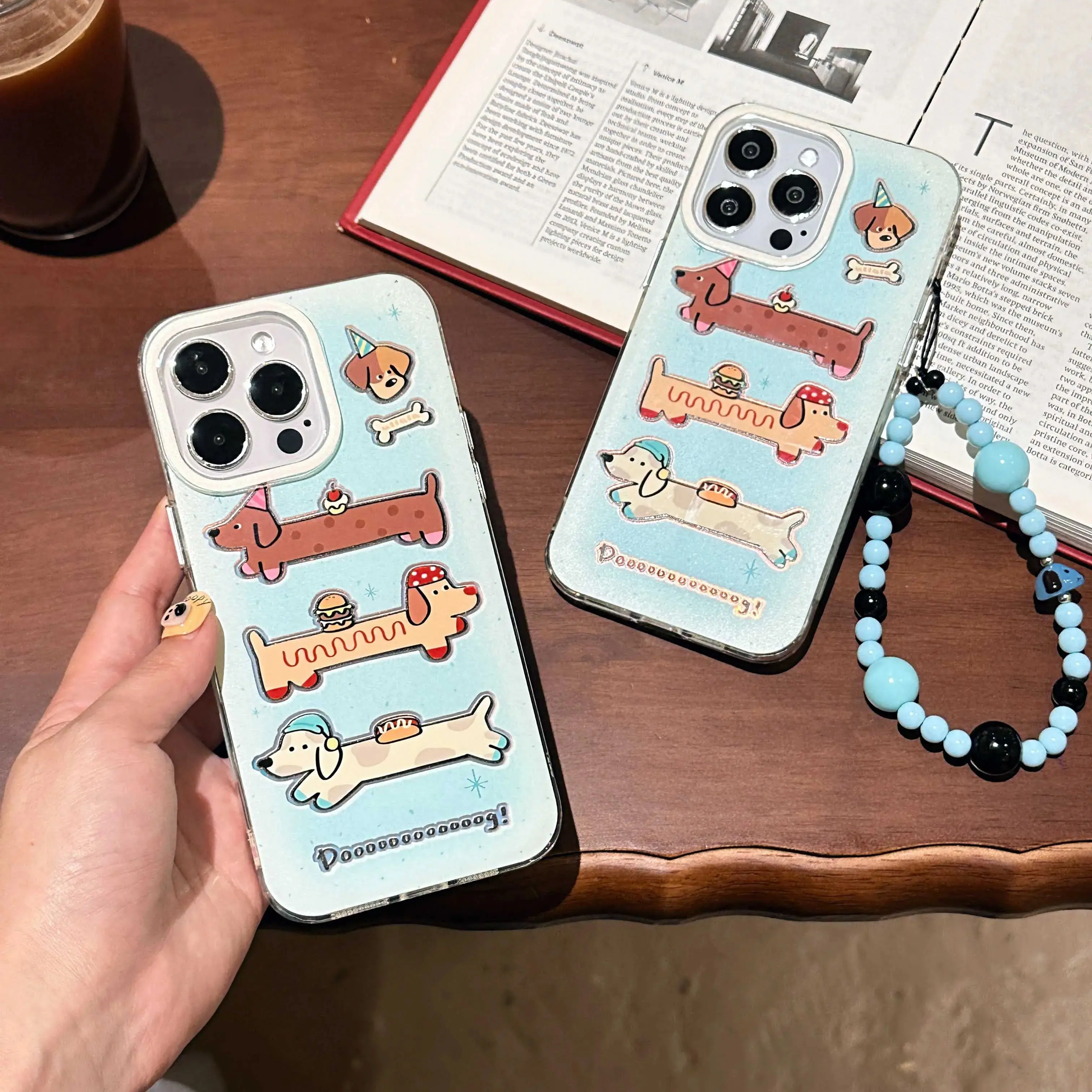 Мультяшный синий градиентный чехол dachhund для телефона iphone 14pro 13 16 13pro 15promax 15 pro max 14