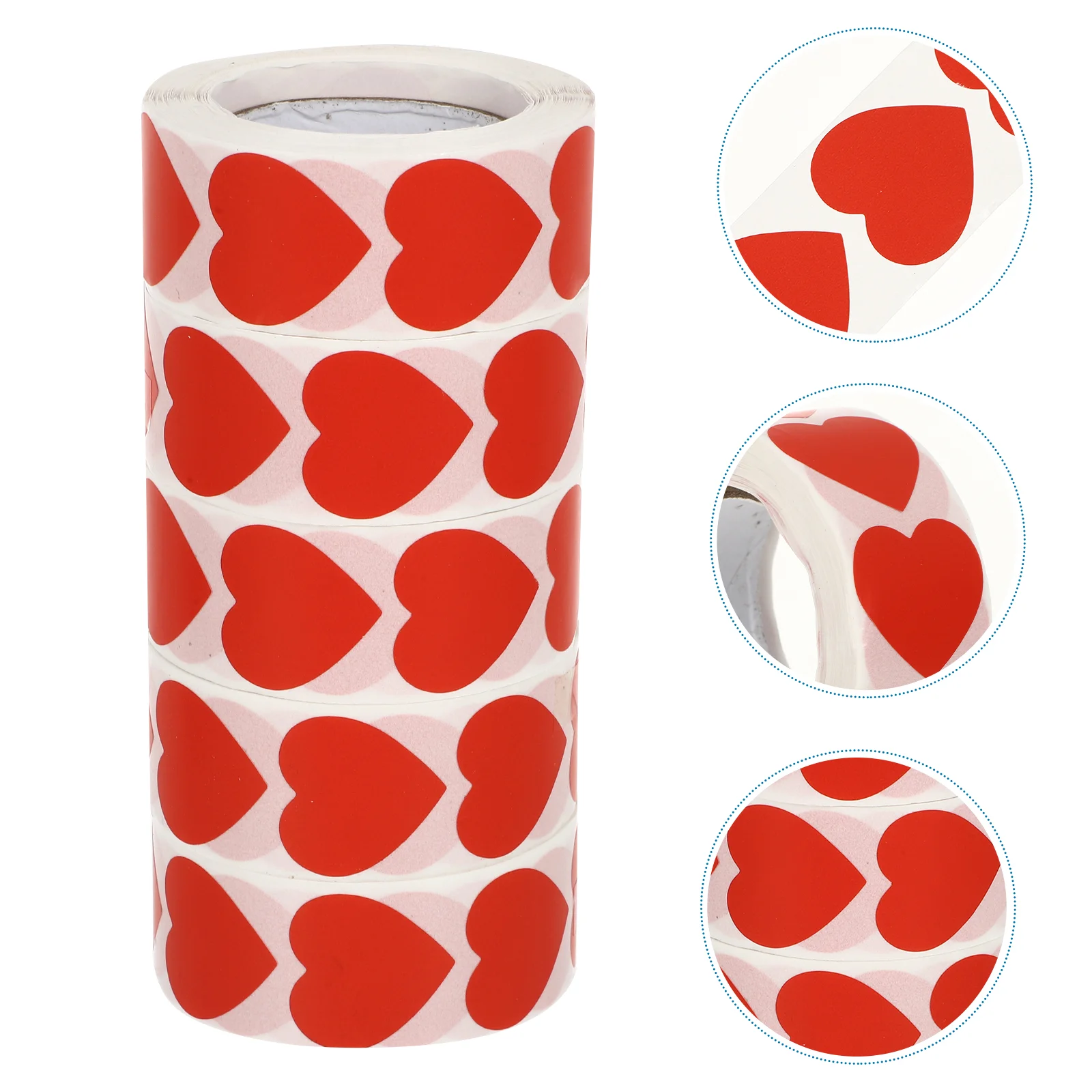 

5 Rolls Red Heart Stickers Valentines Day Gifts Stickers Self-Adhesive Love Sticker Decors