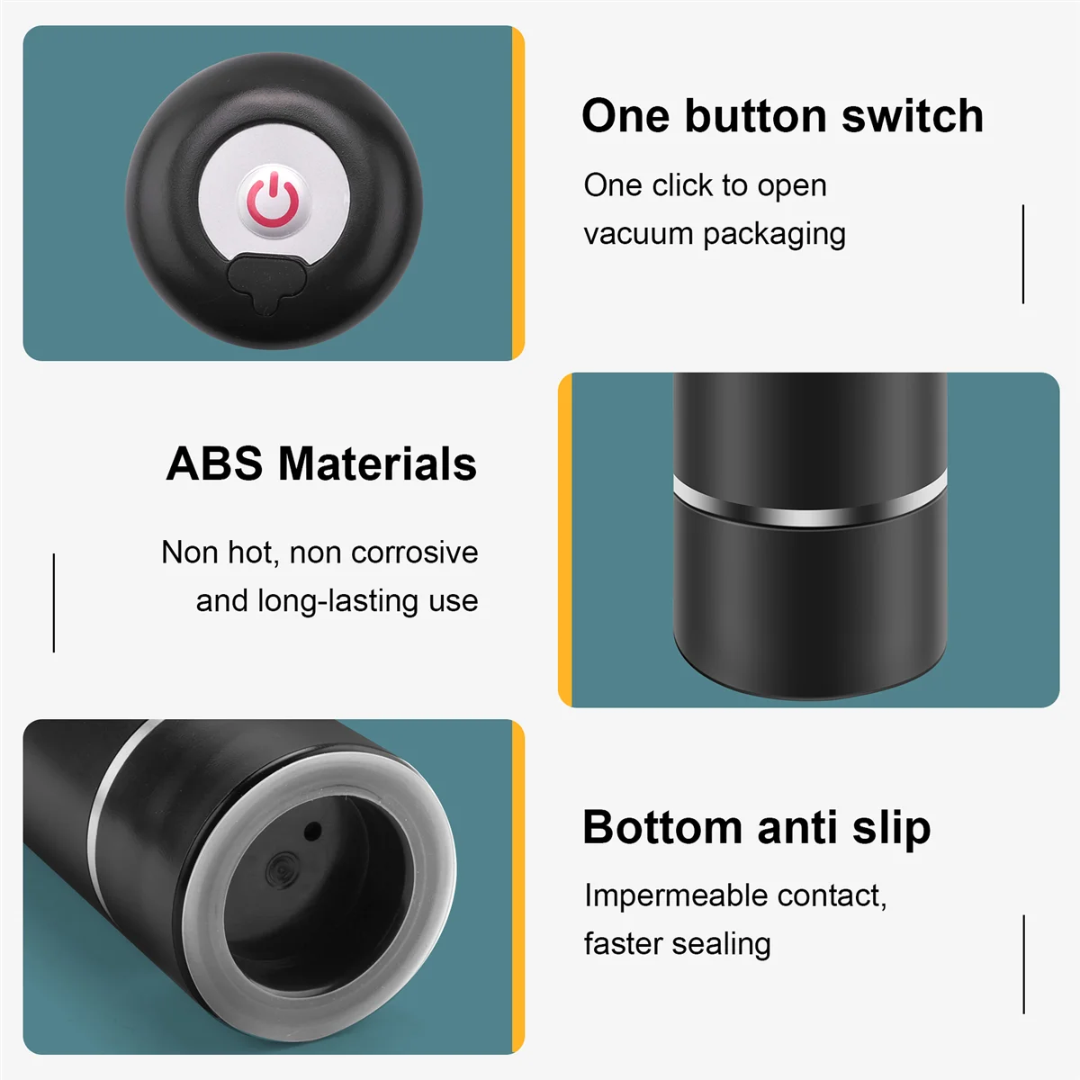 Food Vacuum Sealer Machine Set with 3 Bags USB Rechargeable Handheld Pump for Foodsaver (Black)