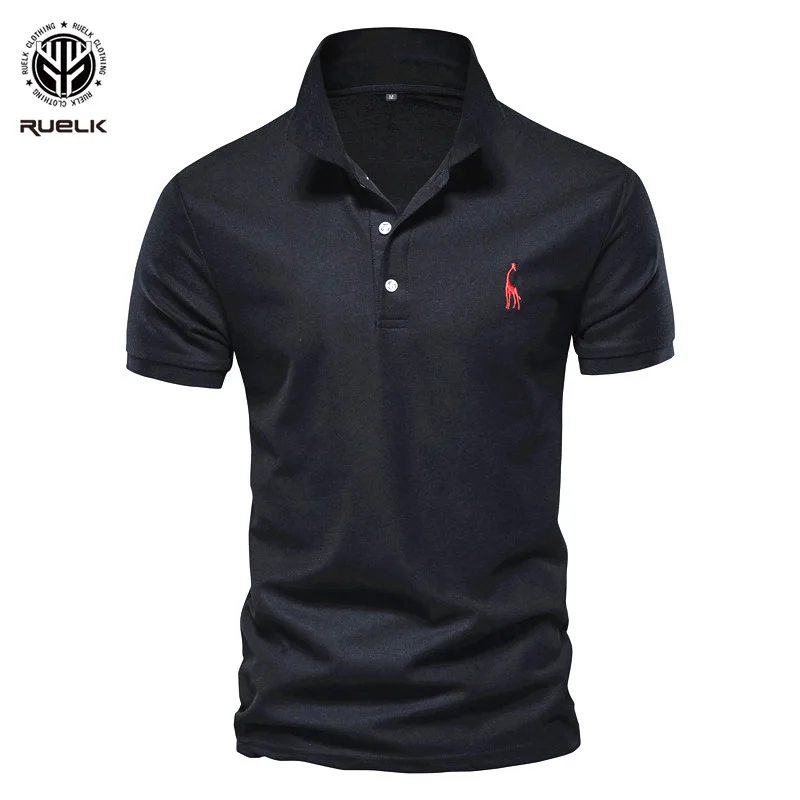 

Polo Shirt Mens Casual Deer Embroidery Cotton Polo solid color shirt Men Short Sleeve High Quantity Fashion Polo Male Polo Shirt