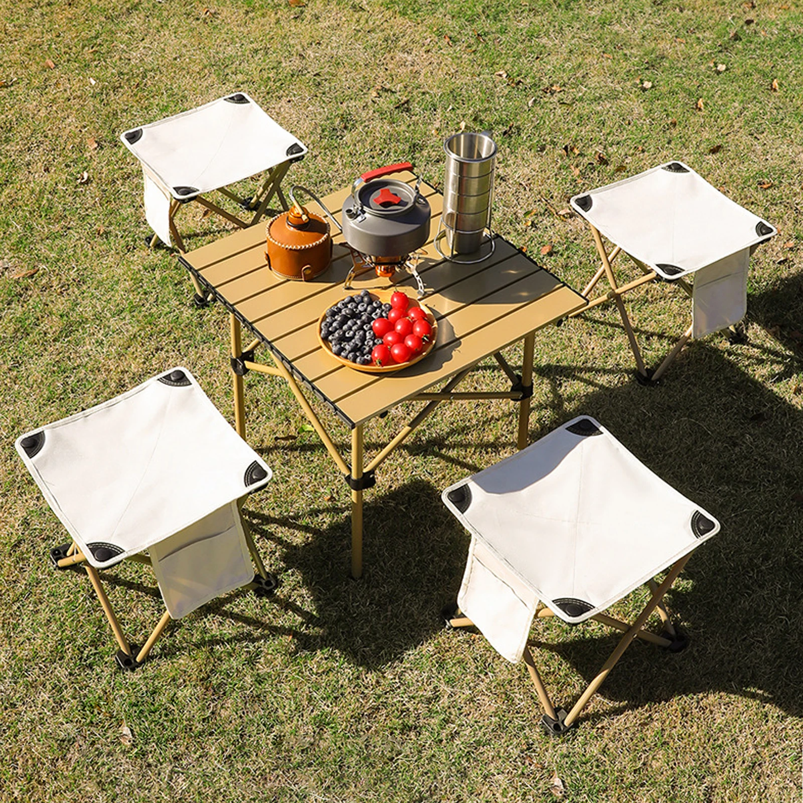

Outdoor Camping Folding Stool with Pockets, Give Away Storage Bag, Simple Stylish, Easy to Carry, Portable Picnic Beach Chair