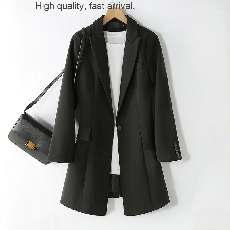 

and Autumn Spring New Mid-Length Korean Slim Fit Show Thin Black Professional Small Suit Coat Female Small Tailored Suit Top
