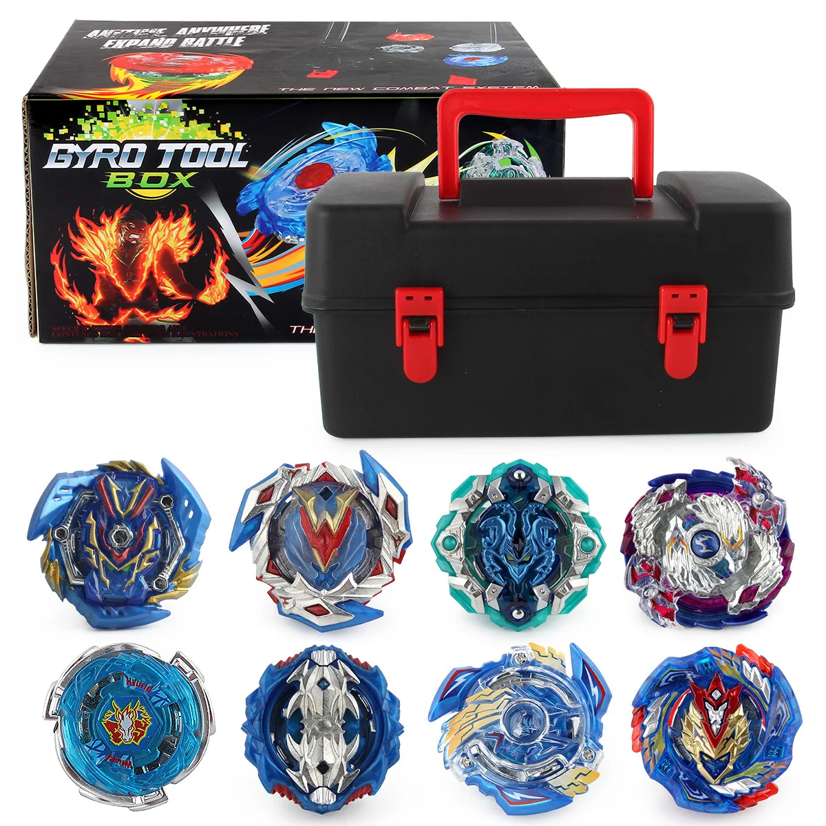 

Волчок Beyblade из металлического сплава, набор из 8 гироскопов с ящиком для инструментов и пусковым устройством, игрушки для детей