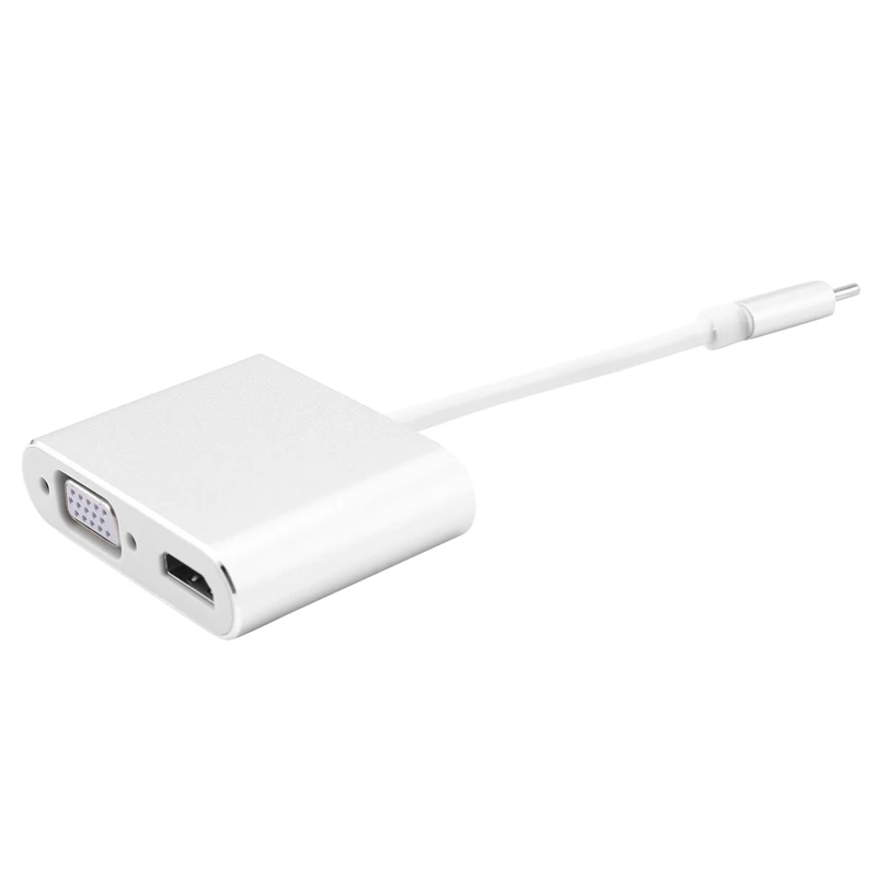 USB C To HDMI + VGA Type (Thunderbolt 3 Compatible) 4K+VGA Adapter Compatible Pro/Chromebook Pixel/Dell X |