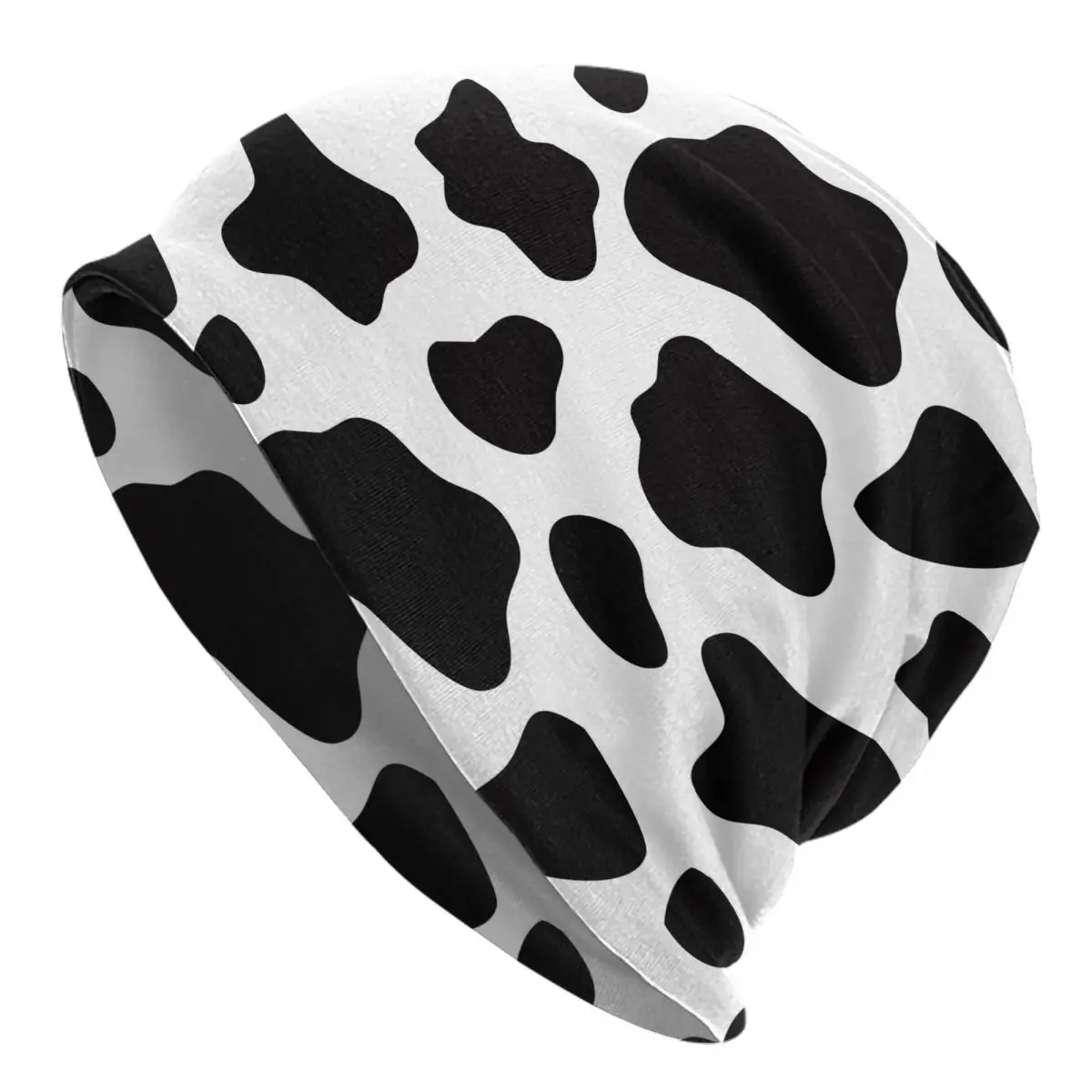 

2023 Warm Hat for Women Black And White Cow Pattern Stacking Knitted Bonnet Cap Men Hat Hip Hop Beanies