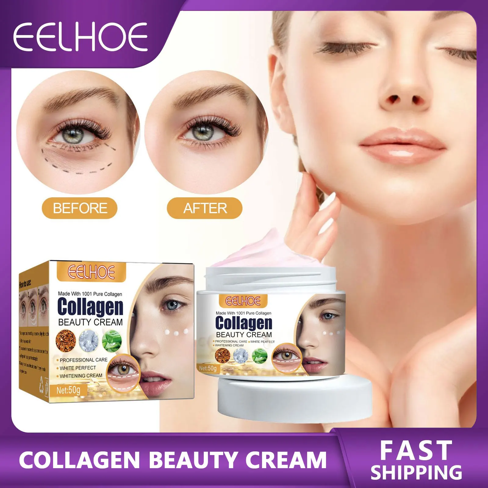 

Collagen Eye Cream Lighten Dark Circles Remove Eye Bags Fade Fine Lines Moisturizing Firming Anti-aging Beauty Eye Skin Care