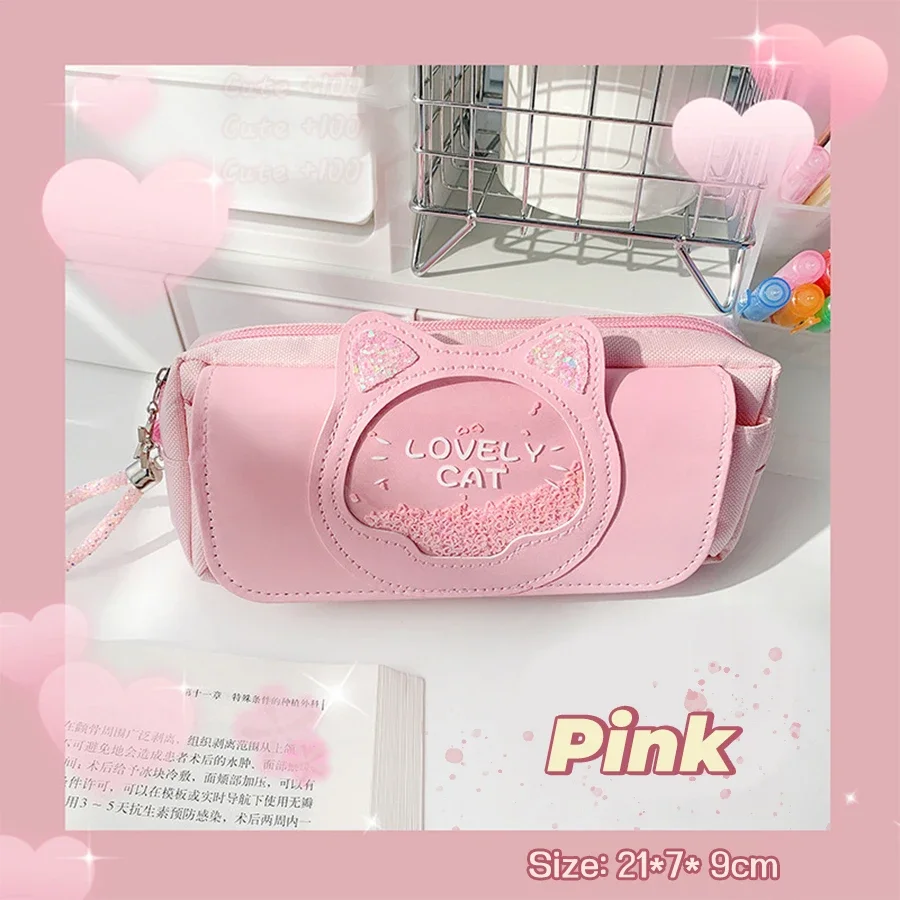 

Qcicksand пенал с головой кошки голубого цвета