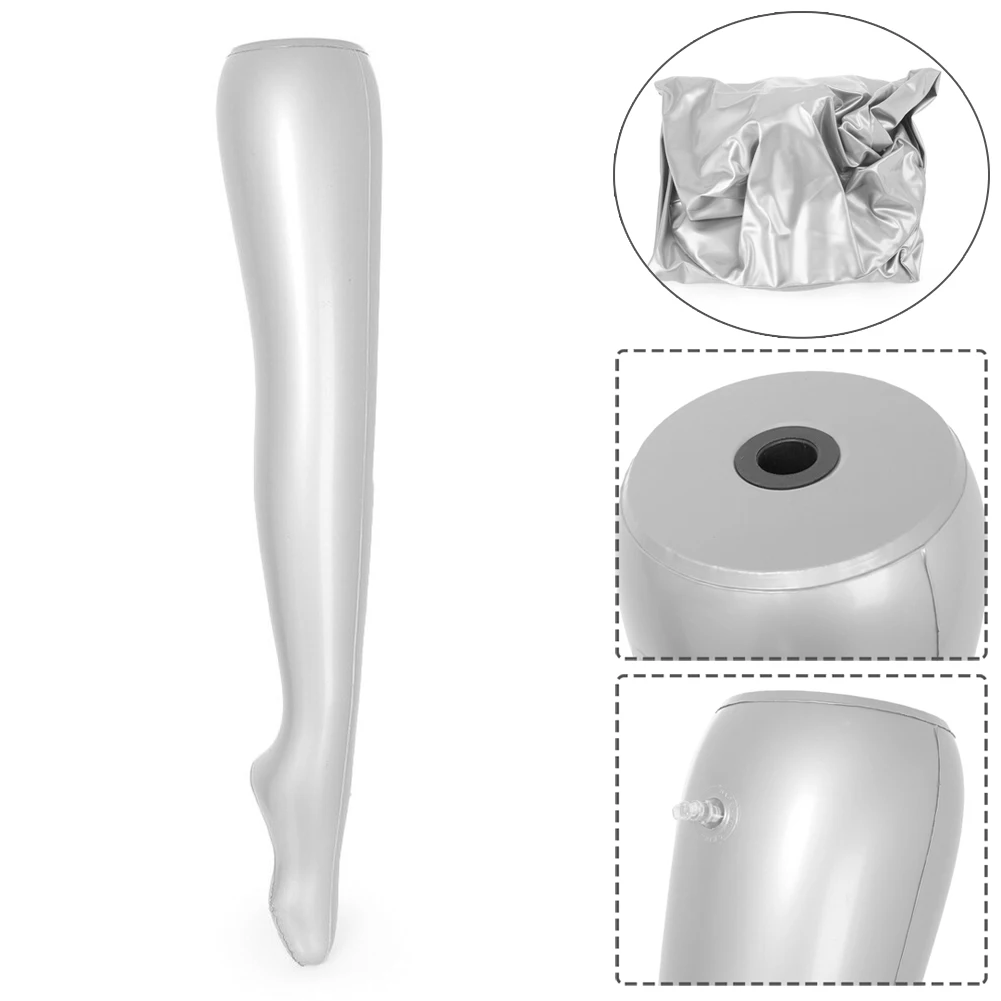 Woman Leg Inflatable Mannequin Dummy Torso Model Foot Mold Silver PVC For Display Stockings Socks Retail Display Supplies