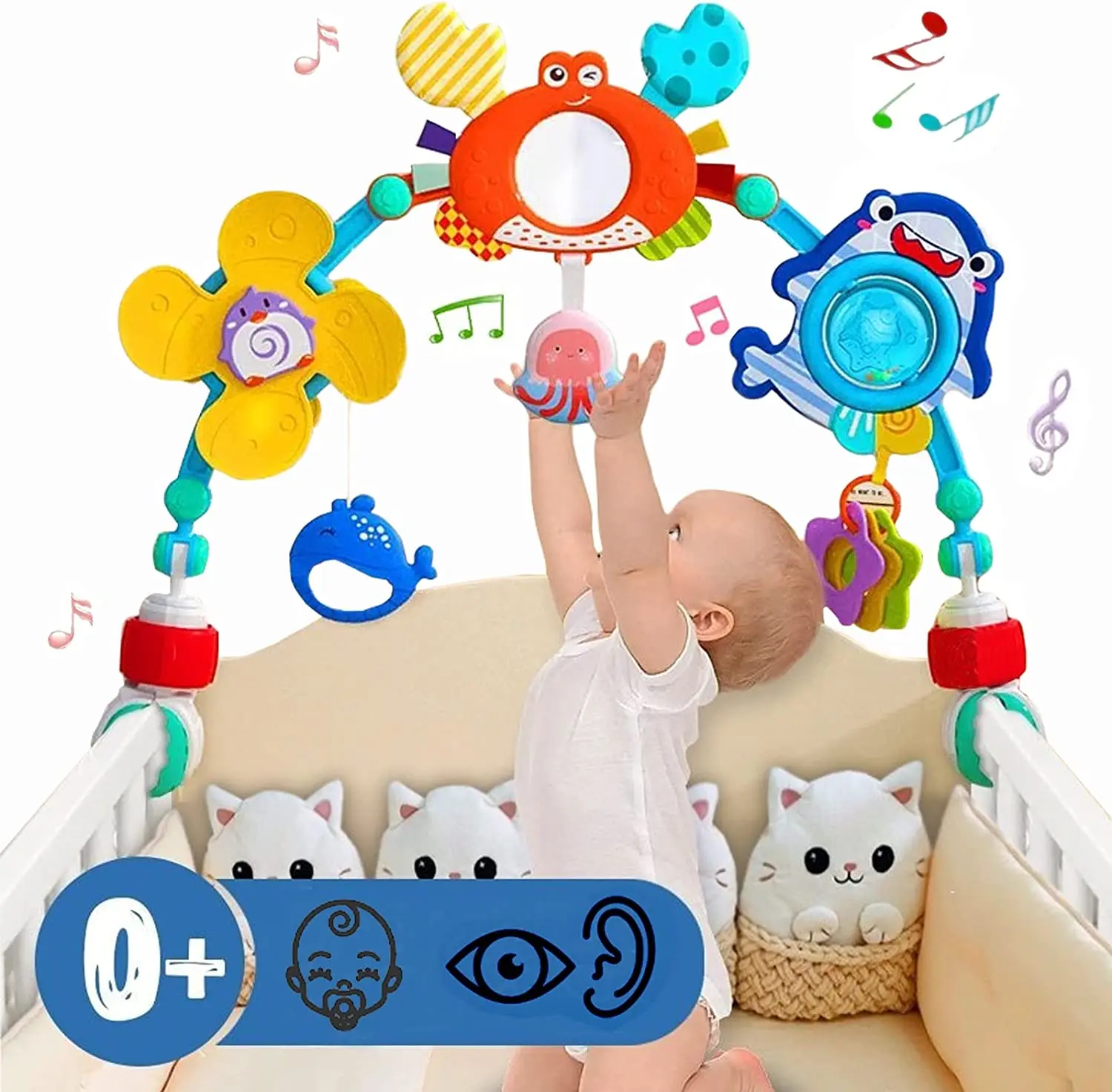 

Montessori Baby Stroller Toy Newborn Sensory Toys Crib Mobile On The Bed Baby Toy 0 12 Month Rattles for Baby Development Toy