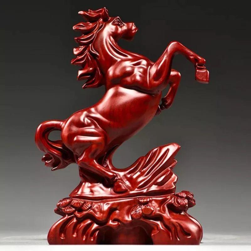 

Розовое дерево эбони принесет богатство и счастливое Лот китайская Лошадь зодиака Благословение для дома офиса украшение современные поделки