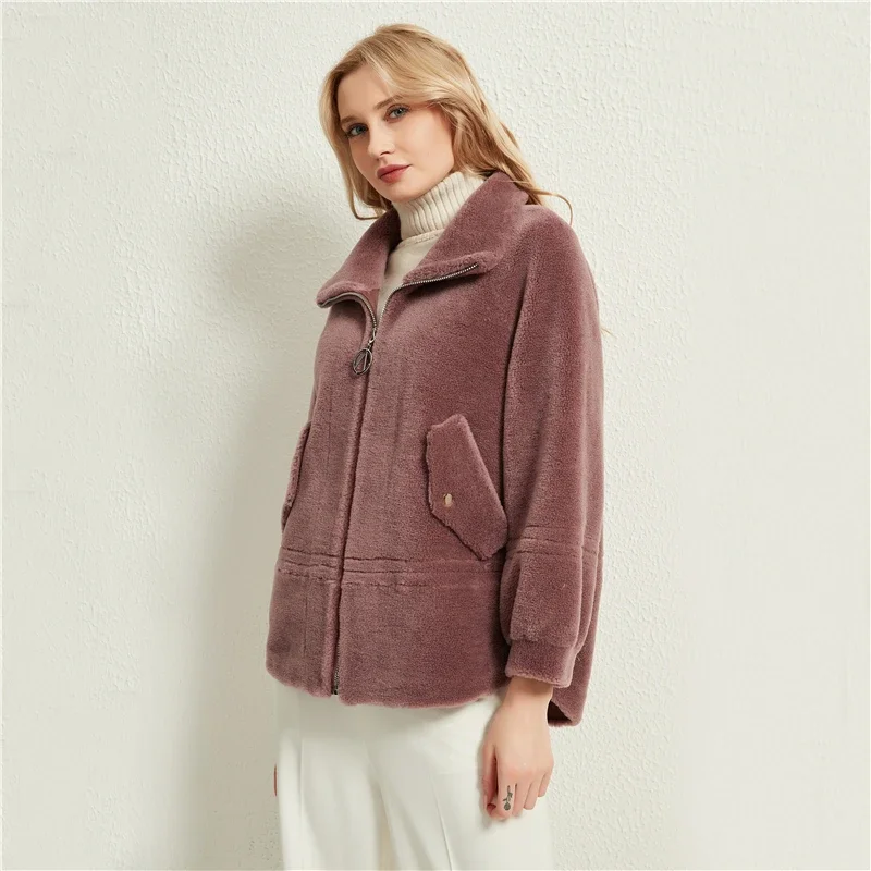 Женская куртка из натурального овечьего меха пальто женский шерстяной Тренч