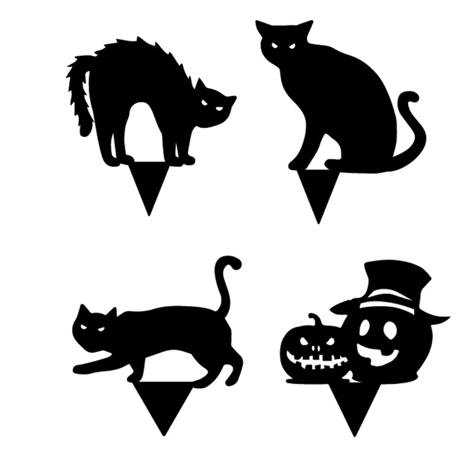 

Creative Acrylic Garden Stakes Black Cat Silhouette Art Ornament Halloween Decoration For Garden Courtyard Lawn