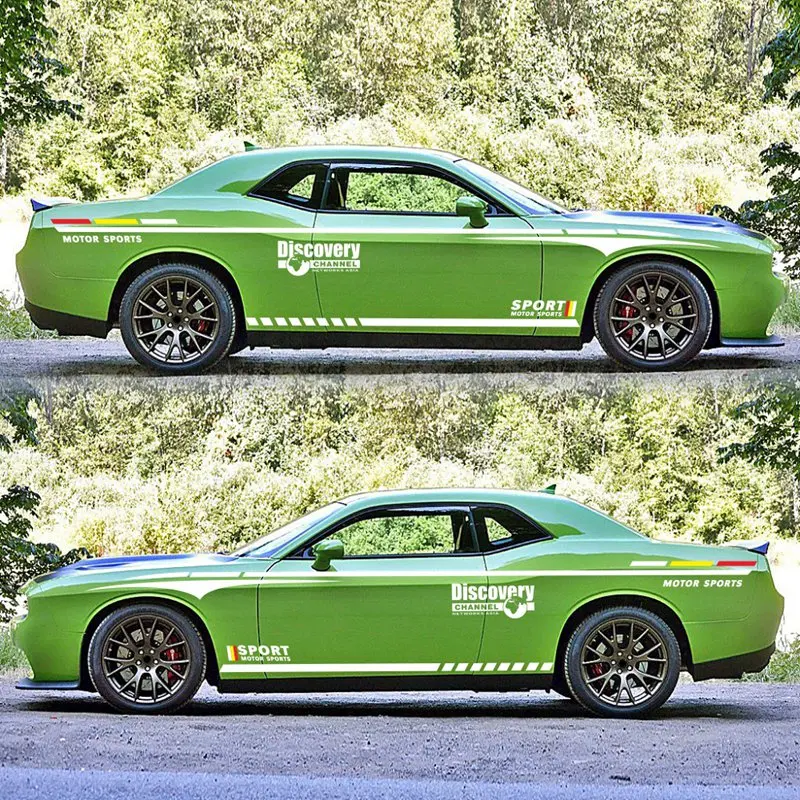 2 шт. спортивные наклейки на дверь автомобиля боковая юбка наклейка полосы