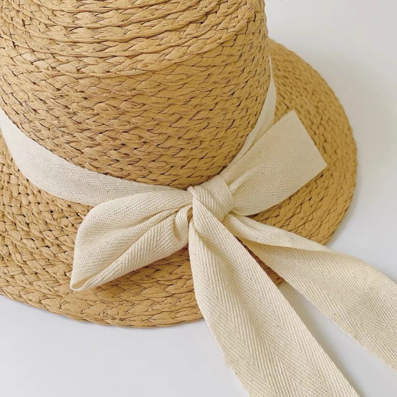 Baby Girl Straw Hat Baby Bukcet Hat Big Bow Lace Princess Girls Sun Hat Big Brim Kids Summer Sun Protection Cap For 2-6Y images - 6