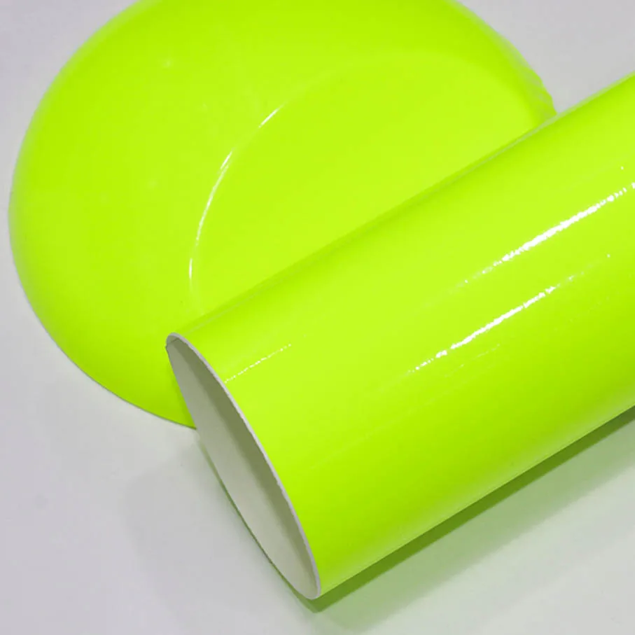 

Автомобильный Стайлинг глянцевая флуоресцентная желтая виниловая наклейка глянцевая флуоресцентная желтая виниловая пленка самоклеящаяся наклейка