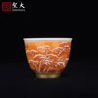 |bead sample tea cup hand-painted ceramic alum red white landscape both snowman to cup of jingdezhen tea service master