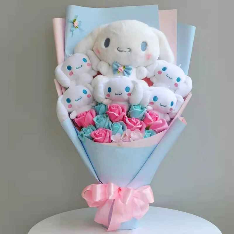 Kawali Kuromi Melody Cinnamoroll Sanrio Plush Bouquet Soft Stuffed Dolls Valentine's Day Anime Christmas Girl Birthday Gifts