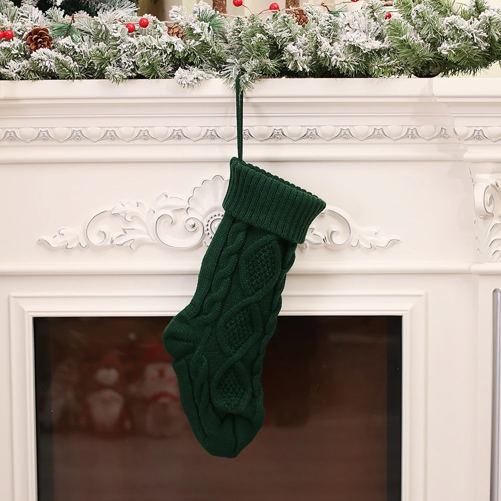 

Sock Christmas Stockings White/green/red 43*16CM Candy Decoration Elastic Floral Hanging Knitted Fabric Brand New