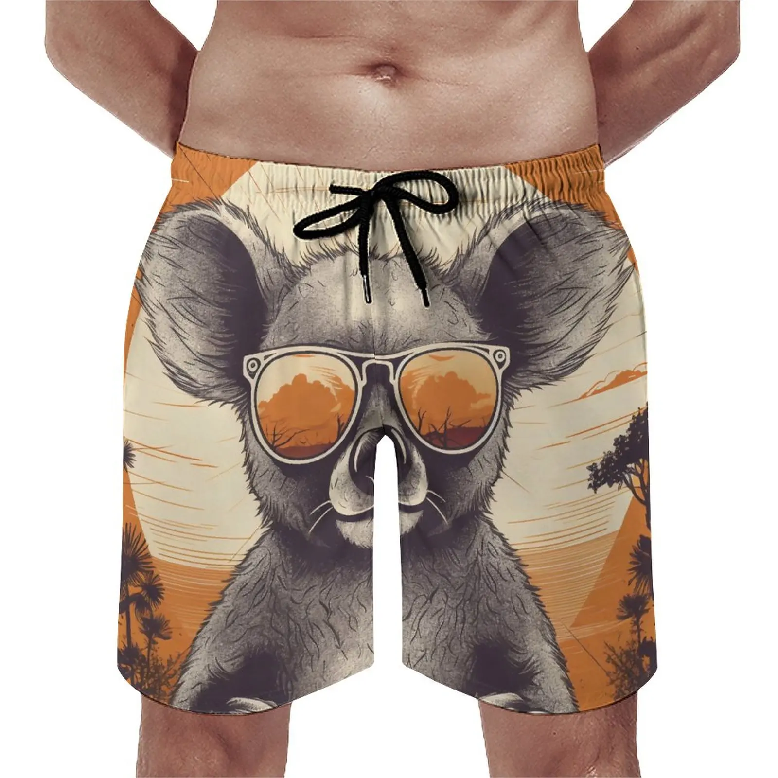 

Board Shorts Koala Hawaii Beach Trunks Sunset Animals With Sunglasses Men Quick Dry Surfing Hot Large Size Board Short Pants