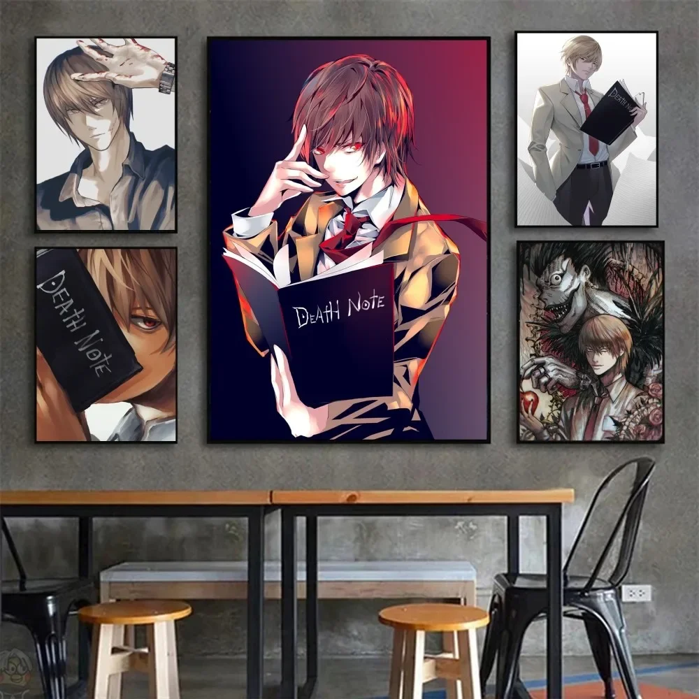 Популярный аниме Death Note Yagami Light Poster HD Wall Art для домашнего бара кафе современный