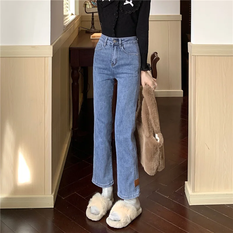 

N0018 New high-waist slimming design small nine-point straight-leg jeans