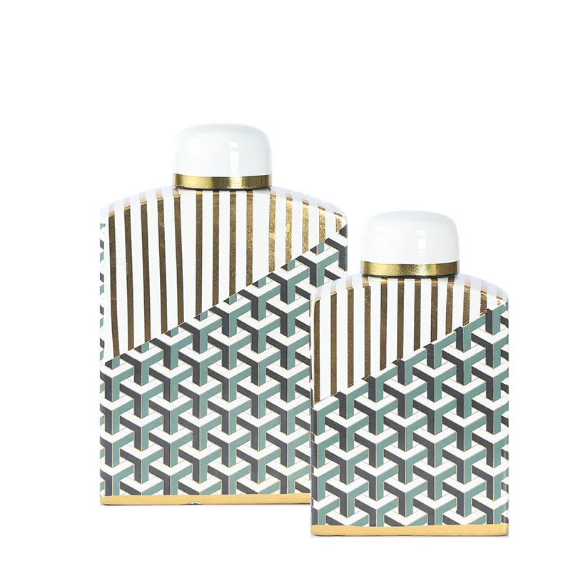 Керамическая банка квадратная с крышкой ваза геометрическая мебель для