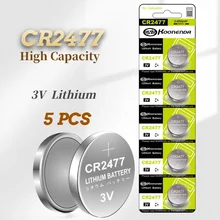 Pilas de litio para reloj electrónico, calculadora, báscula de peso, respetuosas con el medio ambiente, CR2477 3V, 5 uds.