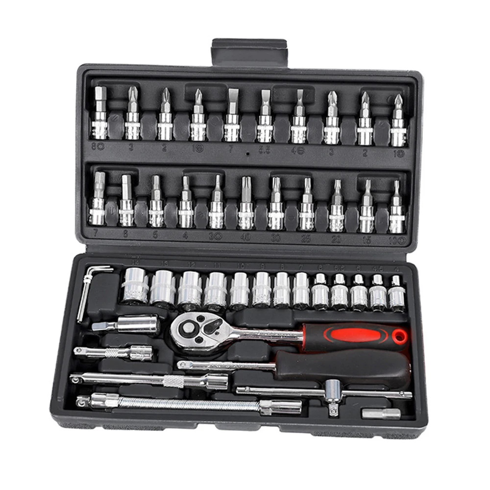

Hand Tool Set Car Repair Socket Ratchet Wrench Key Torque Wrenchs with Storage Pouch Full Polished Spanner Kit