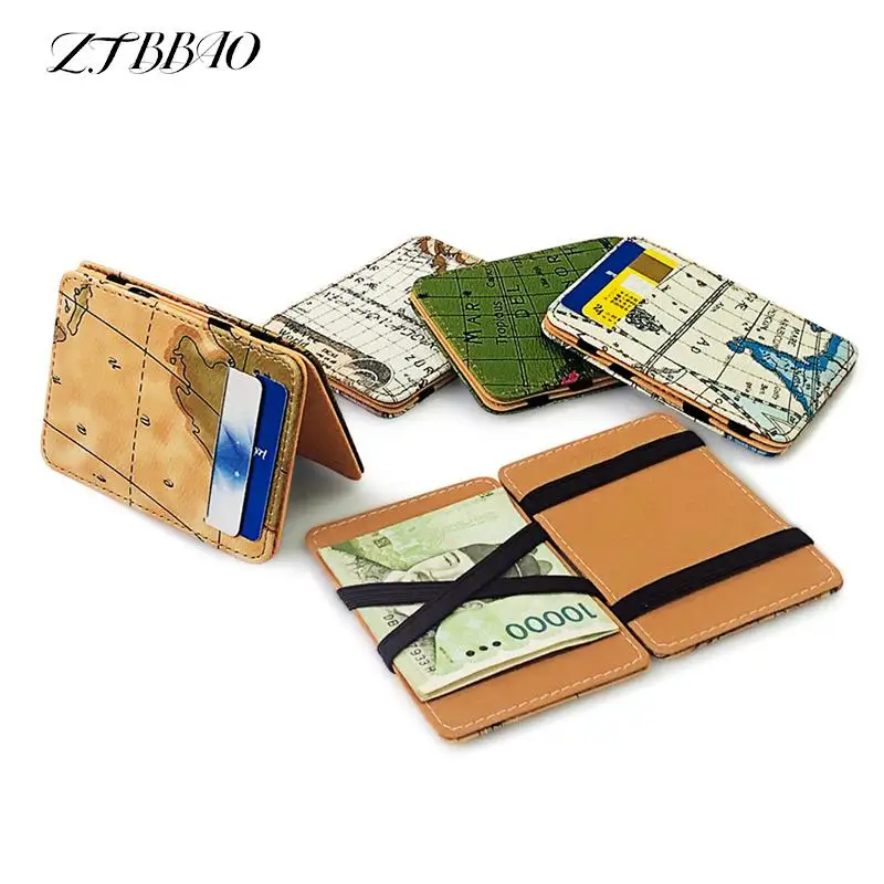 

Мужской Ультратонкий мини-бумажник из искусственной кожи с рисунком карты, 1 шт.