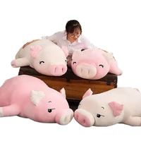 40 110cm squishy pig stuffed toy lying plush whitepink piggy doll animals soft plushie hand warmer blanket kid comfortable gift