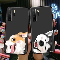 funny cute husky dog black soft cover the pooh for huawei nova 8 7 6 se 5t 7i 5i 5z 5 4 4e 3 3i 3e 2i pro phone case cases